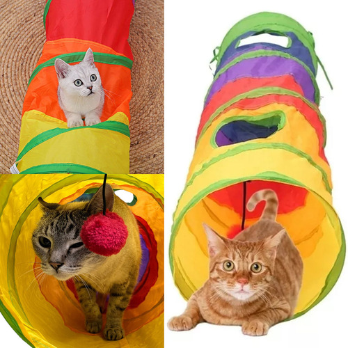 Tunel Gato Brinquedo Pet Coelho Labirinto Bolinha Dobravel