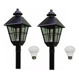 Set Jardin Completo 2 Farol + 2 Poste 2,5mts + 2 Led 10w 831