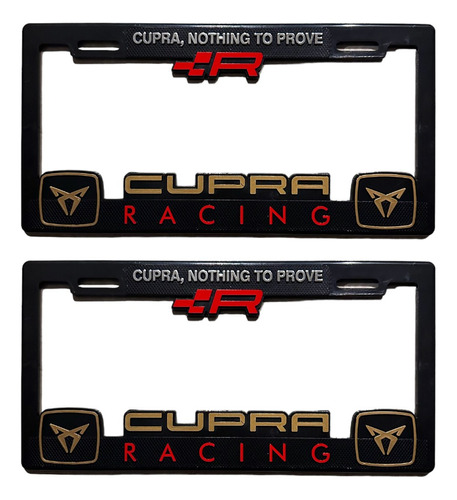 Par 2pz Porta Placa Hule Inyectado Figura Cupra Racing