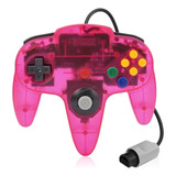 Controle Com Fio Rosa Transparente Para Nintendo 64