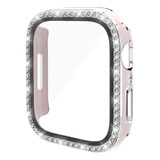 Funda Protector Apple Watch Con Diamantes Color Negro.