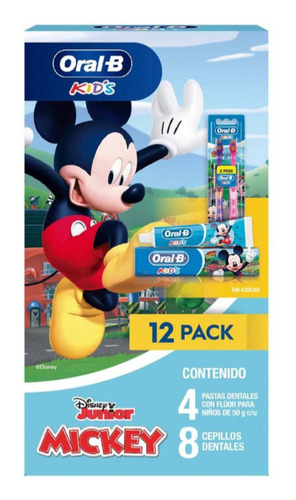 Pasta Dental Niños Oral B Kids Disney 4 Pastas + 8 Cepillos