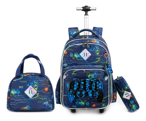 Kit Mochila Rodinhas Lancheira  Estojo Escolar Infantil