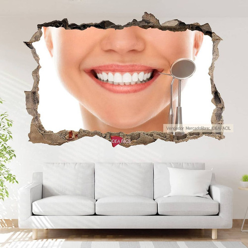 Vinilo Pared Rota 3d Dentista Art 120x80cm