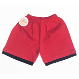 Short De Bebe Algodón Liso Combinado Elastico Bermuda 