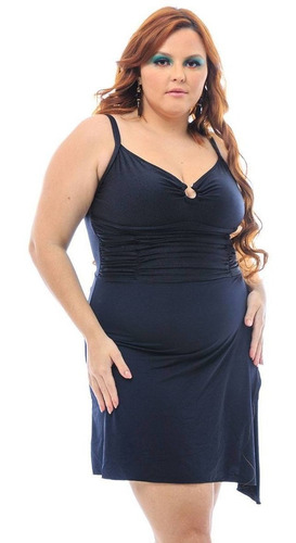 Maiô Com Saia Plus Size Compressão Preto Lua Nova Lançamento