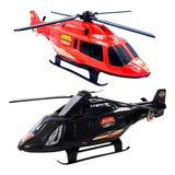 Kit 2 Helicóptero Grande Polícia Bombeiro Resgate Brinquedo