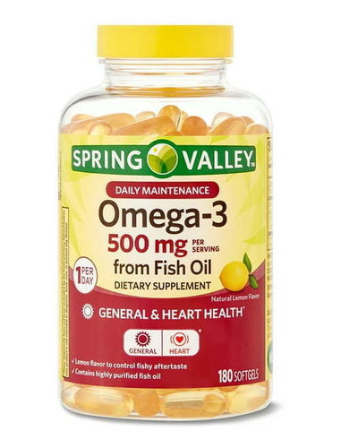 Ômega 3 - 500mg Spring Valley 180 Cápsulas - Importado 