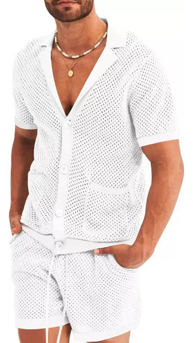 W Conjunto De Playa Para Hombre Con Blusa Corta Y