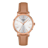 Reloj Mujer Tissot Everytime Lady Pvd Oro Rosa Color De La Correa Beige Color Del Fondo Blanco