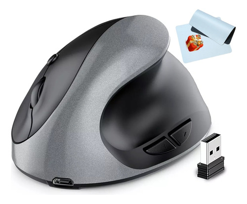 Mouse Ergonomico Inalámbrico Recargable 2.4 Ghz Con 3 Dpis