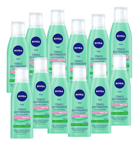 Nivea Tônico Adstringente Facial = Kit Com 12 = 200ml Cada