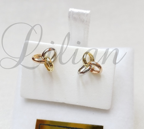 Aros Oro 18k Donas Tricolor Mama Novia Hija