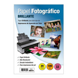 Papel Fotográfico Inkjet Glossy A4 180gr X 20 Hojas - 8010