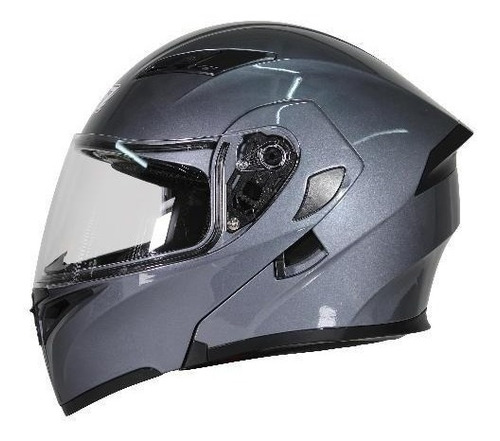 Casco Abatible R7 Racing Unscarred Solid Doble Mica Dot Gris
