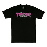 Remera Thrasher Modelo Brick Color Negro Rosa Exclusiva