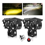 Par Faros De Lupa 100w Luz Spot Doble Color Para Auto Moto