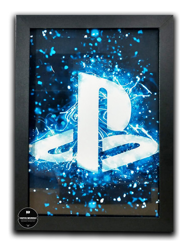 Quadro Playstation Logo Sony C/ Moldura E Acetato A4 Games