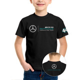 Playera Mercedes Benz 44 Lewis Hamilton Para Niño  