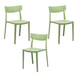 Silla Rio Pack X 3 Plástica Apilable Cocina Comedor Colores