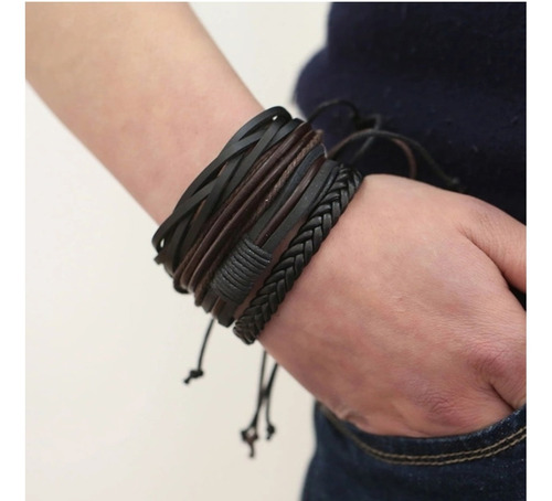 Pulsera Caballero Piel Vintage Hombre Moderno Envio Gratis