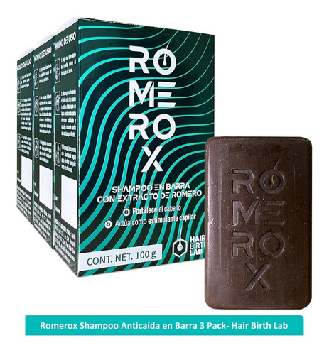 Shampoo Anticaída Romerox Tratamiento Cabello Y Barba 3 Pack