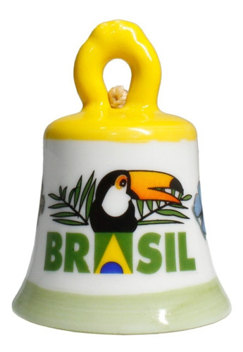 Mini Sino De Cerâmica Branco Tucano Brasileiro 67g 7cm