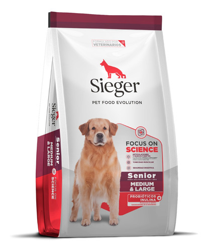 Alimento Sieger Super Premium Para Perro Senior Sabor Pollo, Cerdo Y Merluza En Bolsa De 15 kg