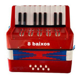 Acordeon Sanfona  Infantil 8 Baixos Cores Lindas .