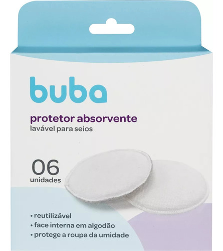 Absorvente P/ Seios Reutilizável Amamentação Kit 6 Un - Buba