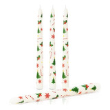 Juego De 4 Velas Conicas Blancas De Navidad De 10 Pulgadas D