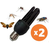Kit 2 Lampara Atrae Insecto Mosca Mosquito Luz Negra Violeta