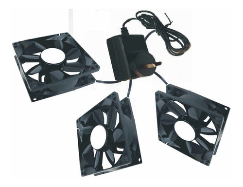 3 Cooler Fan Ventilador 80x80 Cableadas Con 1 Fuente 220v $