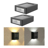 Pack 2 Focos Muro Aplique Led Solar Jardín Exterior 