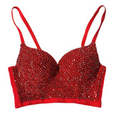 Bustier Corset Bralette  Push Up Crop Top Rojo