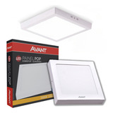 Kit 6 Painel Slim Led 18w Quadrado Avant Sobrepor 3000k