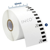 20 Rollos Etiquetas Compatibles Con Brother Dk2205 Ql700 Ql800 Ql810 62mm 30 Mts Color Blanco Inko