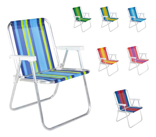 3 Cadeira Praia Piscina Reforçada Dobrável Confortável Luxo