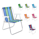 3 Cadeira Praia Piscina Reforçada Dobrável Confortável Luxo