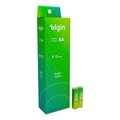 24 Pilhas Baterias AA Elgin 2A Pequena LR6 Alcalina 1 Tubo | MercadoLivre