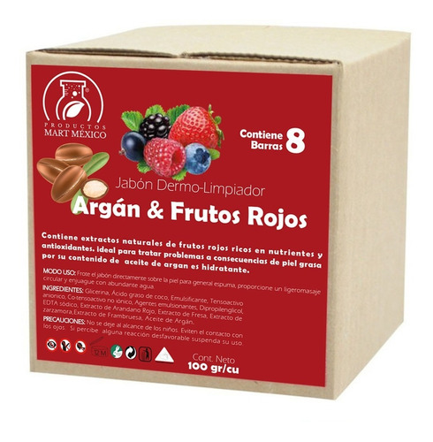 Jabón Artesanal Aceite De Argán & Frutos Rojos (8 Piezas)