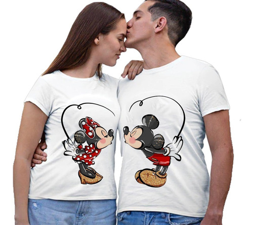 Poleras Con Diseño Pareja - Amor -amistad - Mickey Y Miney