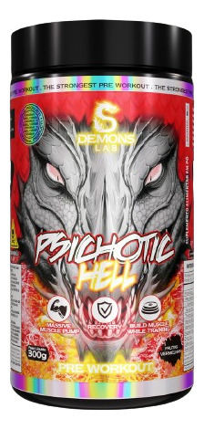 Suplemento Em Pó Psichotic 300g 60 Doses Demons Lab Sabor Frutas Vermelhas