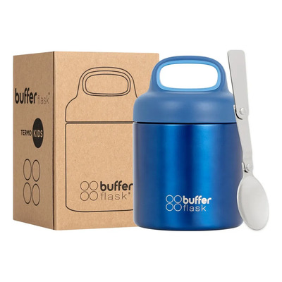 Termo Comida Y Liquido Buffer Niño Niña 350ml + Cuchara Color Azul | Envío gratis
