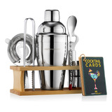 Kit De Bartender Mixologia Con Soporte | Set De Coctelera Se