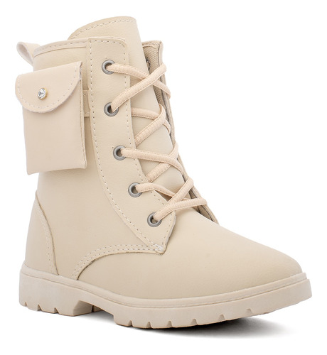 Bota Infantil Off White Feminina Cano Alto Coturno Menina