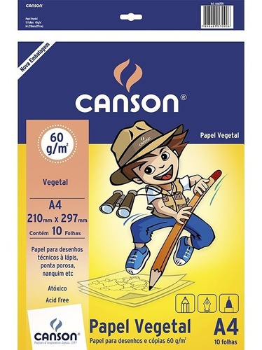 Bloco Papel Vegetal A4 60g. 10f. Canson