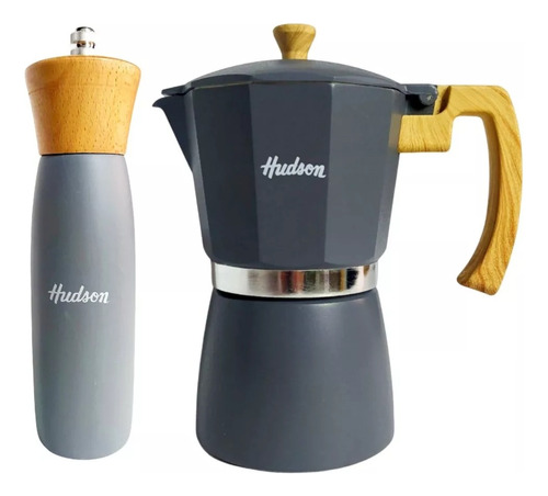 Set Molinillo 20cm + Cafetera 9 Tazas Gris Hudson Original