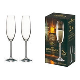 Oferta! Copa De Champagne Cristal Bohemia X2 