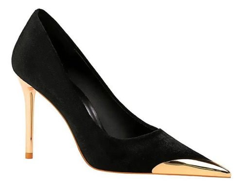 Tacones Altos De Ante Con Punta De Metal Y Zapatillas 9 Cm | MercadoLibre